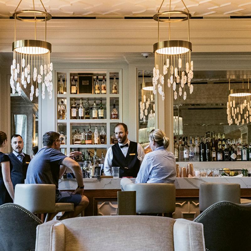 Cocktails at Gabrielle where executive chef Michael Sichel (formerly of Galatoire’s) has created a menu with Charleston, New Orleans, and European influences.