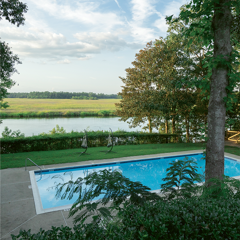 The inn’s pool with a view of the Ashley River